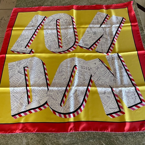 NWT - Burberry London Map Silk Scarf - Box Included - Picture 3 of 14